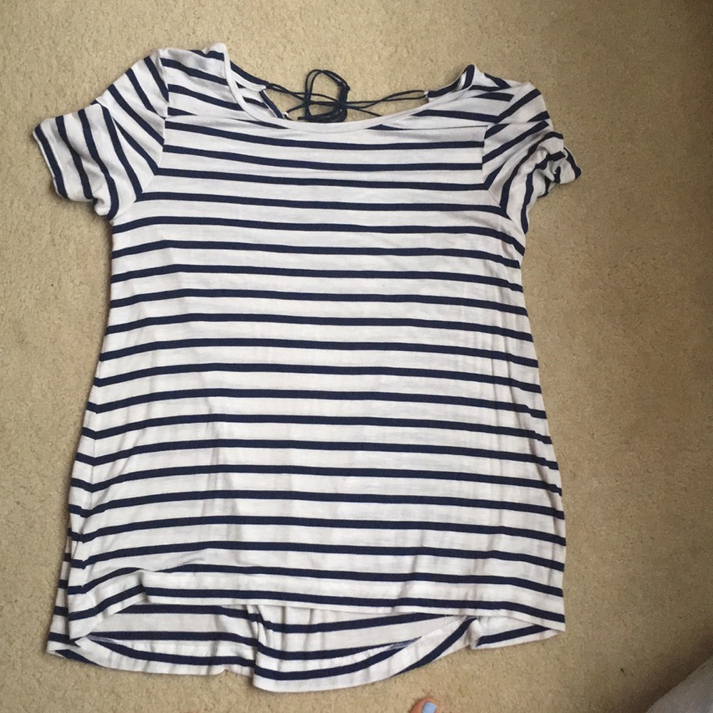 Navy and white striped top